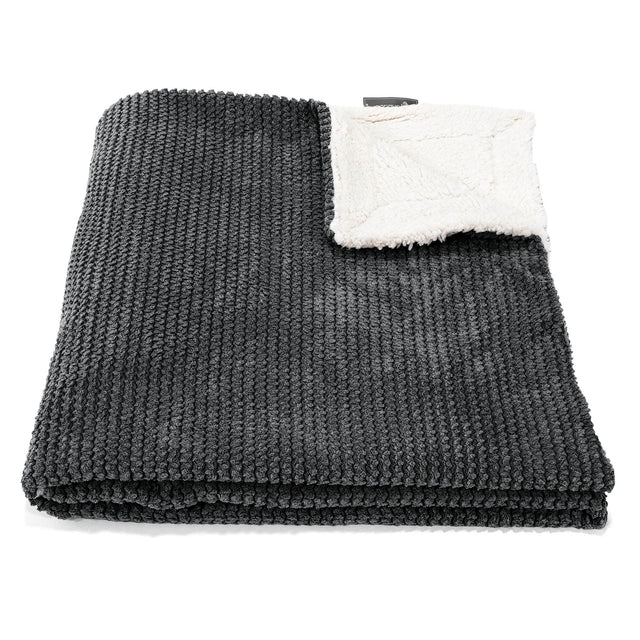 Deka / prikrývka Sherpa - Pom Pom Čierna 02