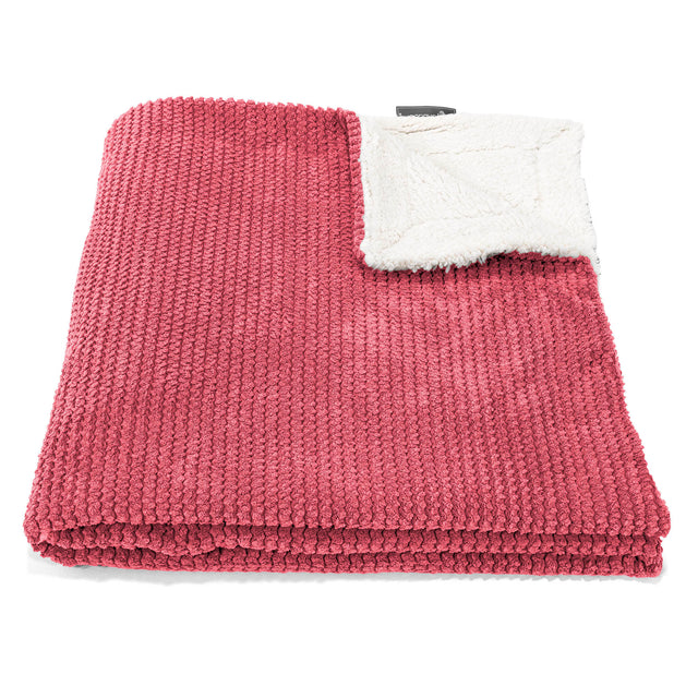 Deka / prikrývka Sherpa - Pom Pom Pastelová červená 02