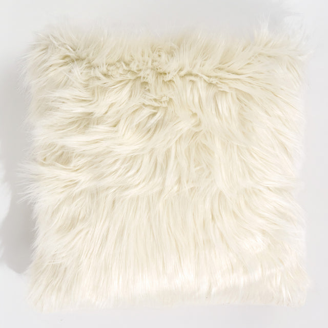 Dekoračný poťah na vankúš 47 x 47 cm - Mongolská Umelá Kožušina Smotanová 01