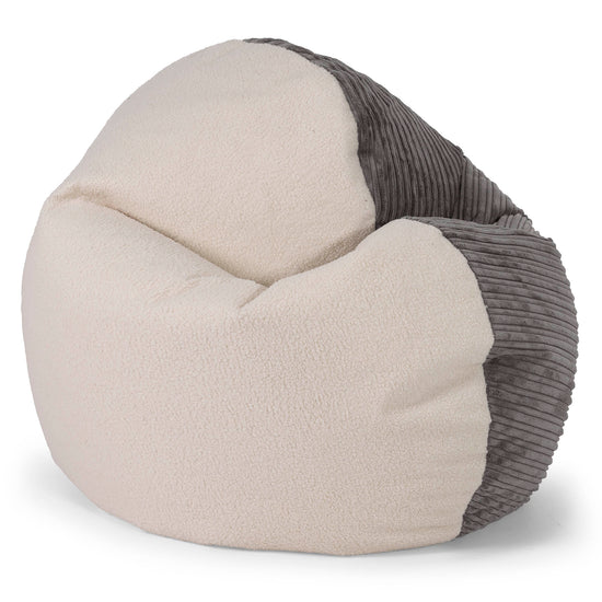 Flexforma Kids Bean Bag Chair for Toddlers 1-3 yr - Boucle & Cord Graphite Grey 01