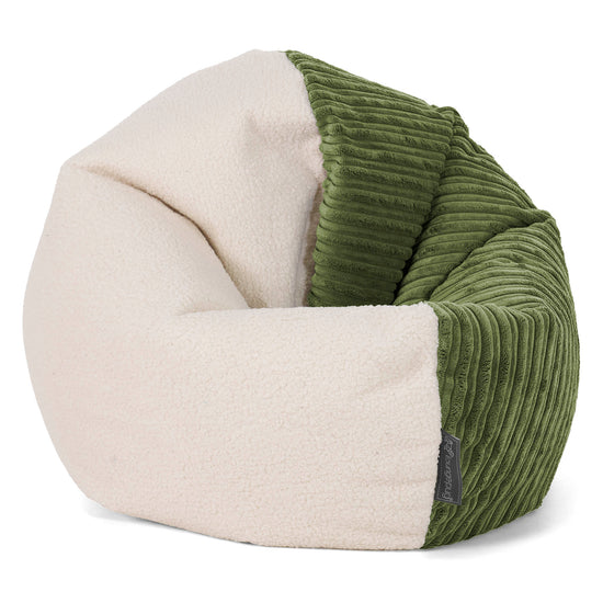 Flexforma Kids Bean Bag Chair for Toddlers 1-3 yr - Boucle & Cord Forest Green 01