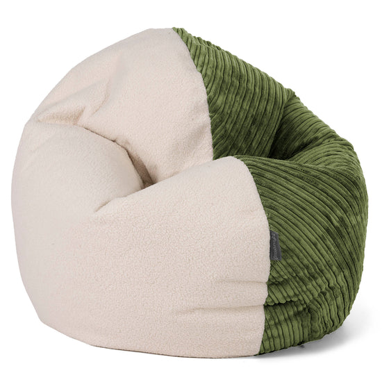 Flexforma Junior Children's Bean Bag Chair 2-14 yr - Boucle & Cord Forest Green 01
