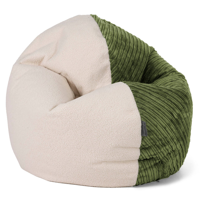 Flexforma Junior Children's Bean Bag Chair 2-14 yr - Boucle & Cord Forest Green 01