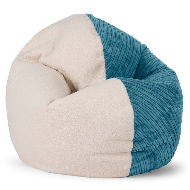 Flexforma Junior Children's Bean Bag Chair 2-14 yr - Boucle & Cord Aegean Blue 01