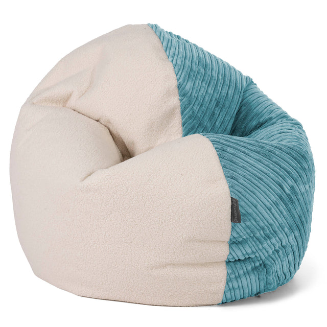 Flexforma Junior Children's Bean Bag Chair 2-14 yr - Boucle & Cord Aegean Blue 01