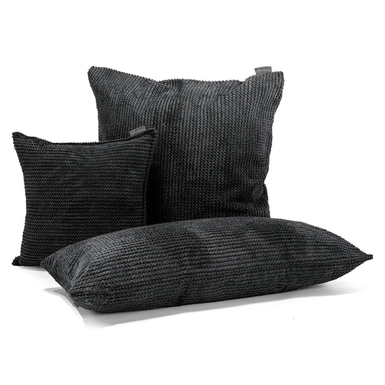 Extra veľký dekoračný poťah na vankúš 70 x 70 cm - Pom Pom Čierna 04