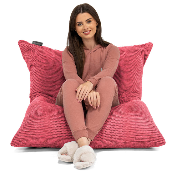 Extra veľký sedací vak - Pom Pom Pastelová červená 02