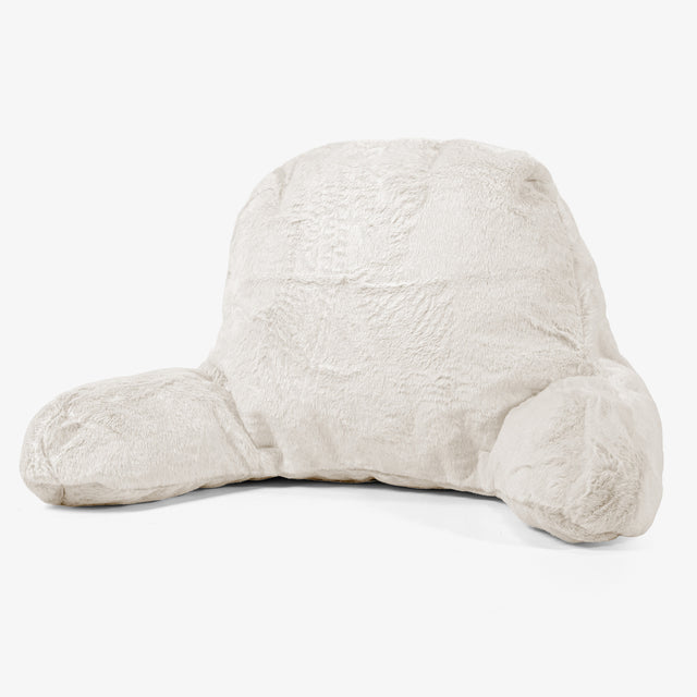 Útulný vankúš s vysokým operadlom - Falošná králičia kožušina Biela 01