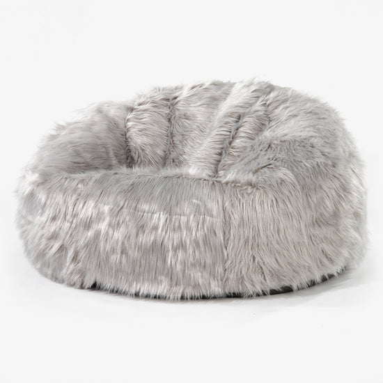 Klasická pohovka sedací vak - Mongolská Umelá Kožušina Šedá 01