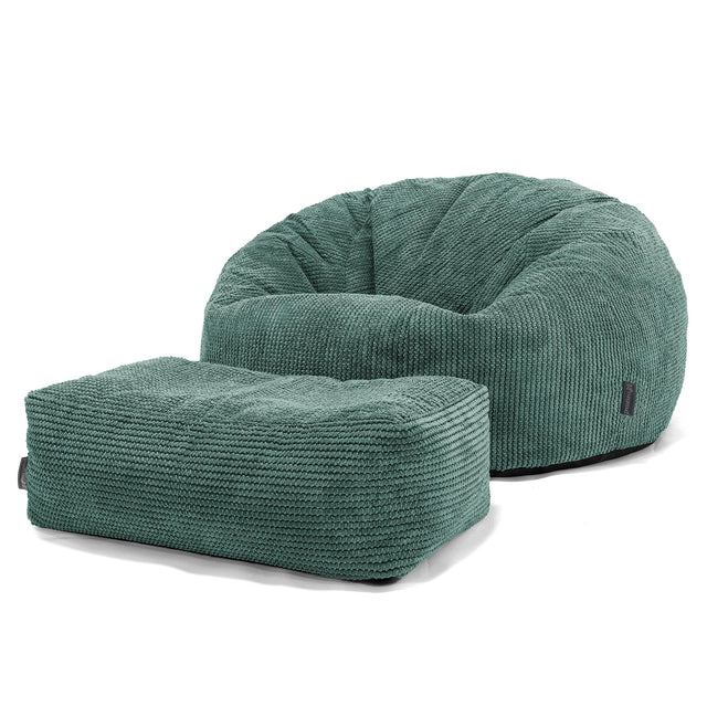 Klasická pohovka sedací vak - Pom Pom Machová Zelená 02