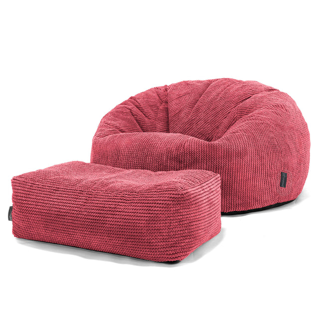 Klasická pohovka sedací vak - Pom Pom Pastelová červená 02