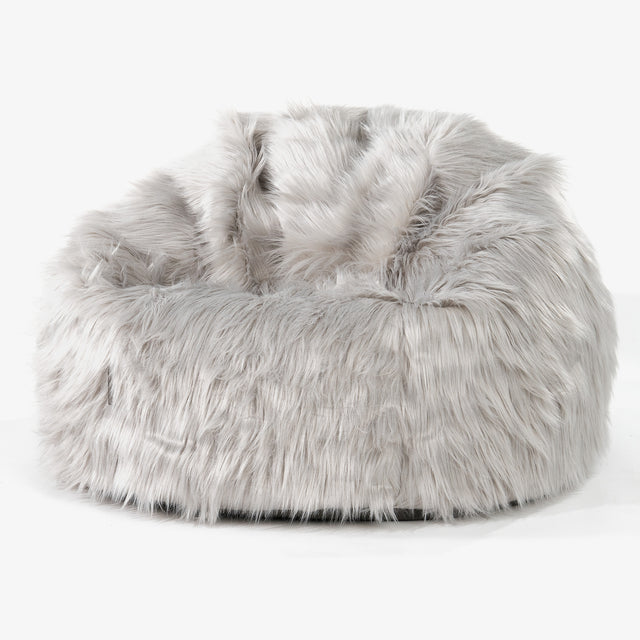 Klasická stolička sedací vak - Mongolská Umelá Kožušina Šedá 01