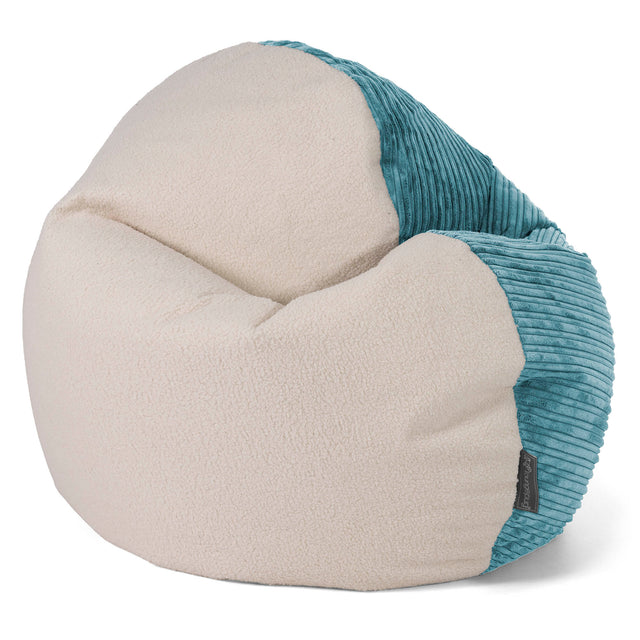 Flexforma Adult Bean Bag Chair - Boucle & Cord Aegean Blue 01