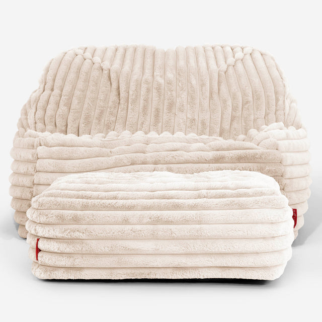 Kreslo sedací vak Sloucher - Ultra plyšový kord Smotanová 03