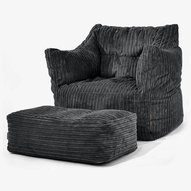 Victor Bean Bag Armchair - Cord Black 02