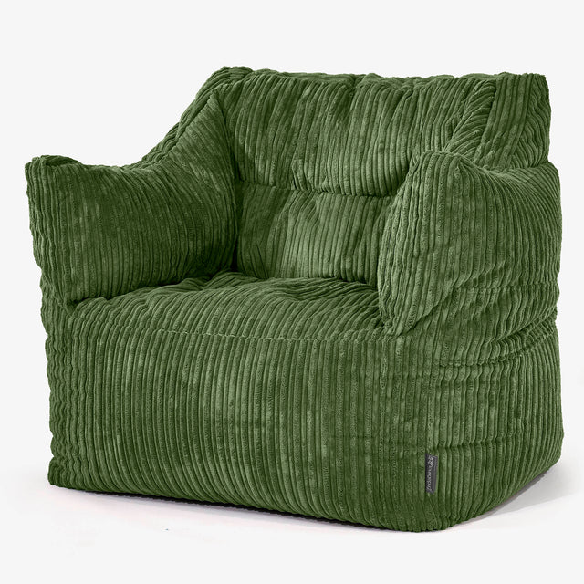 Victor Bean Bag Armchair - Cord Forest Green 01
