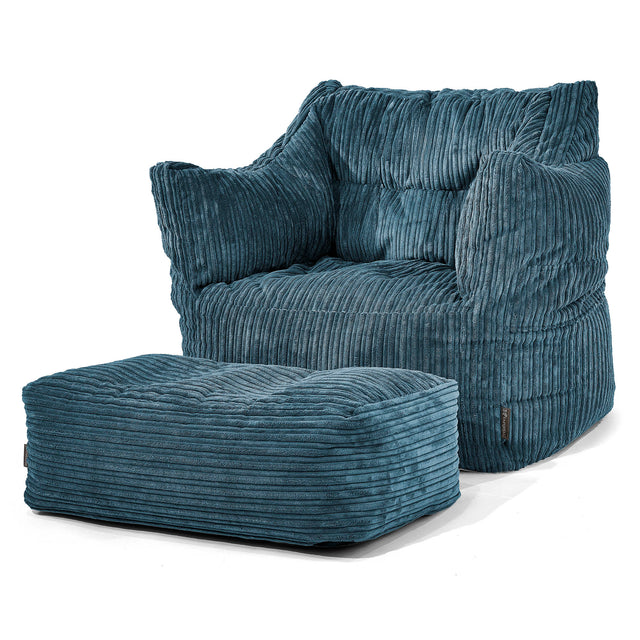 Victor Bean Bag Armchair - Cord Navy Blue 02