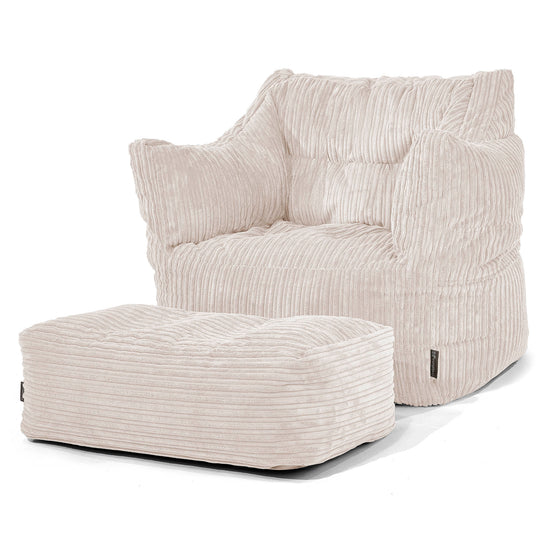 Victor Bean Bag Armchair - Cord Ivory 02
