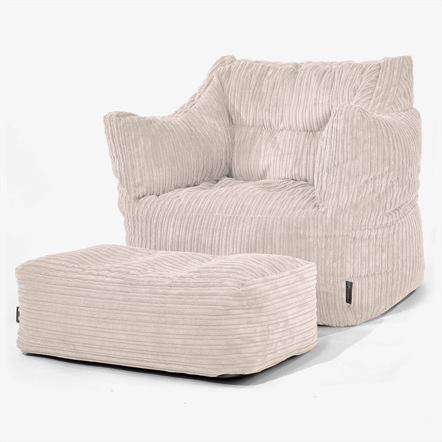 Victor Bean Bag Armchair - Cord Ivory 02