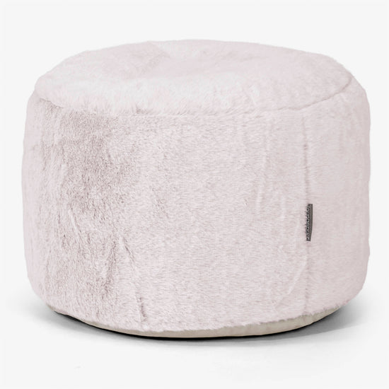 Malá okrúhla podnožka - Falošná králičia kožušina Prašná ružová 01