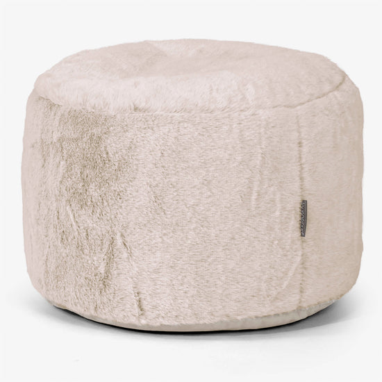 Malá okrúhla podnožka - Falošná králičia kožušina Zlatohnedá 01