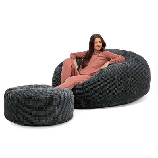Mega mamutia pohovka sedací vak - Pom Pom Čierna 02