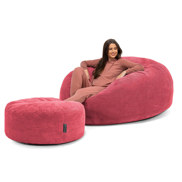 Mega mamutia pohovka sedací vak - Pom Pom Pastelová červená 02