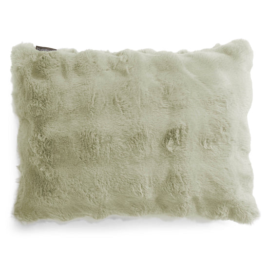 Obdĺžnikový dekoračný poťah na vankúš 35 x 50 cm - Umelá kožušina Bublina Šalviová zelená 01