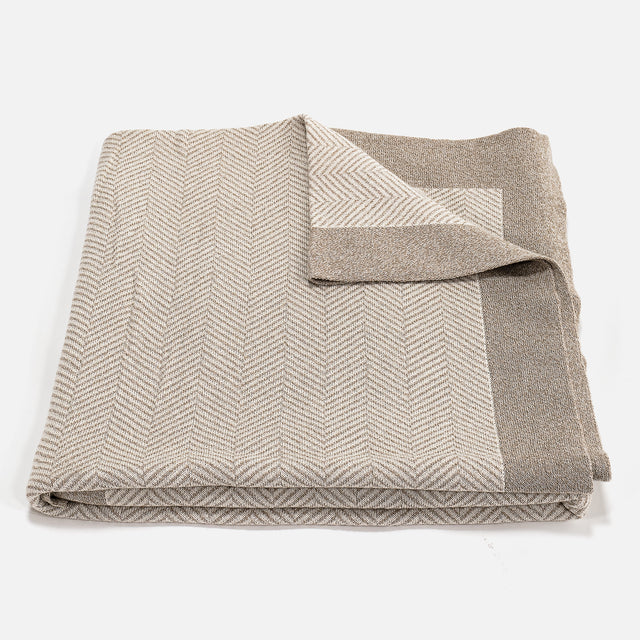 Deka / prikrývka - Pletené Rybia kosť Kamenná 02