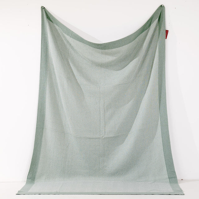 Deka / prikrývka - Pletené Rybia kosť Modré kačacie vajce 01