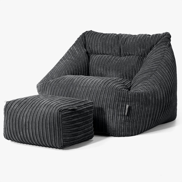 Maya Bean Bag Chair - Cord Black 02