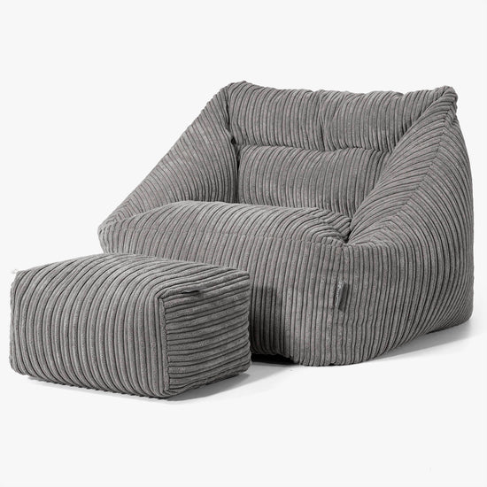 Maya Bean Bag Chair - Cord Graphite Grey 02