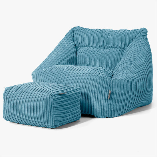 Maya Bean Bag Chair - Cord Aegean Blue 02