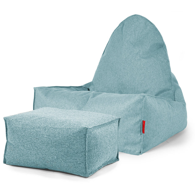 Scandi Lounger Bean Bag Chair - Interalli Wool Aqua 02
