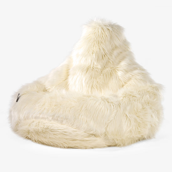 Stolička s vysokým operadlom sedací vak - Mongolská Umelá Kožušina Smotanová 01