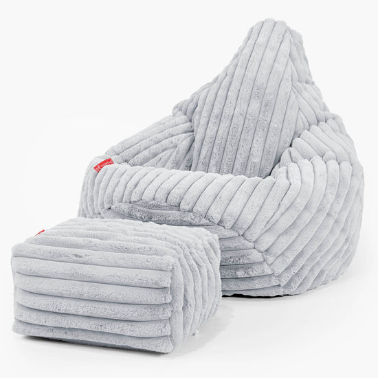 Stolička s vysokým operadlom sedací vak - Ultra plyšový kord Modré kačacie vajce 01