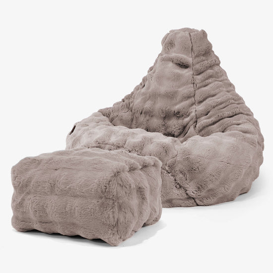 Stolička s vysokým operadlom sedací vak - Umelá kožušina Bublina Norková 01