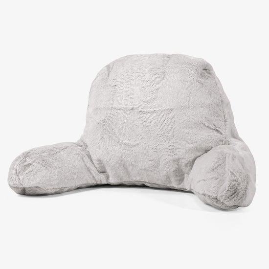 Útulný vankúš s vysokým operadlom - Falošná králičia kožušina Svetlošedá 01