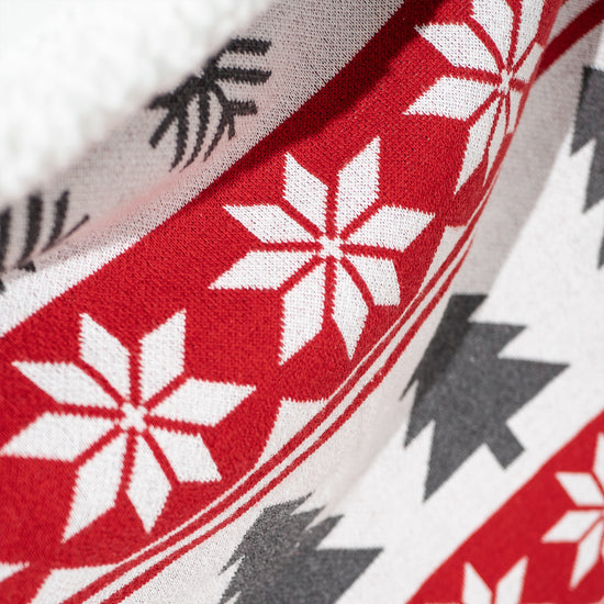 Deka / prikrývka - Pletené Vianočný Fairisle Červená 02