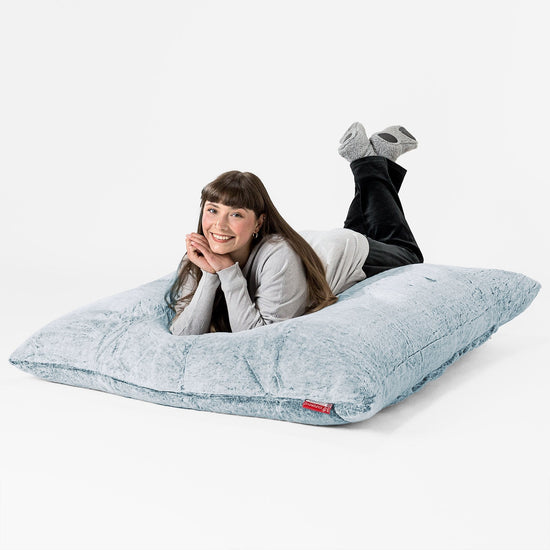 Extra veľký sedací vak - Falošná králičia kožušina Prašná modrá 03