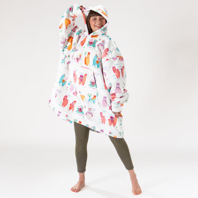 Nadrozmerná mikina s kapucňou a dekou pre mužov alebo ženy - Jemné Lama 01