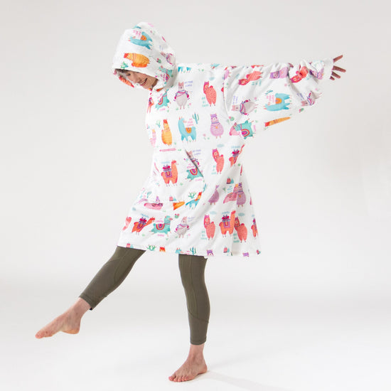 Nadrozmerná mikina s kapucňou a dekou pre mužov alebo ženy - Jemné Lama 03