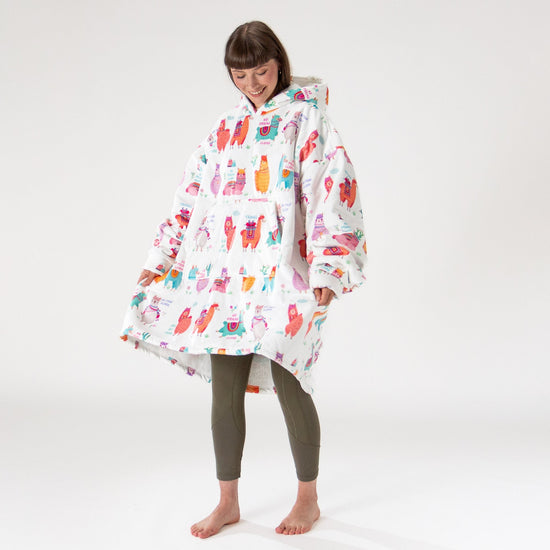 Nadrozmerná mikina s kapucňou a dekou pre mužov alebo ženy - Jemné Lama 04