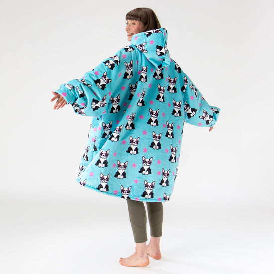 Nadrozmerná mikina s kapucňou a dekou pre mužov alebo ženy - Jemné Mops 03