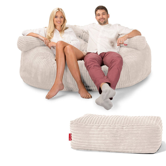 Extra veľká pohovka sedací vak z pamäťovej peny CloudSac 3000 XXL - Menčester Slonovinová 06