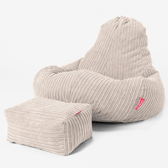 Ultra luxusná herná stolička sedací vak - Menčester Slonovinová 02