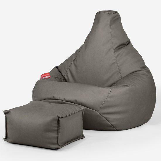 Stolička s vysokým operadlom sedací vak - Vegánska koža Šedá 01