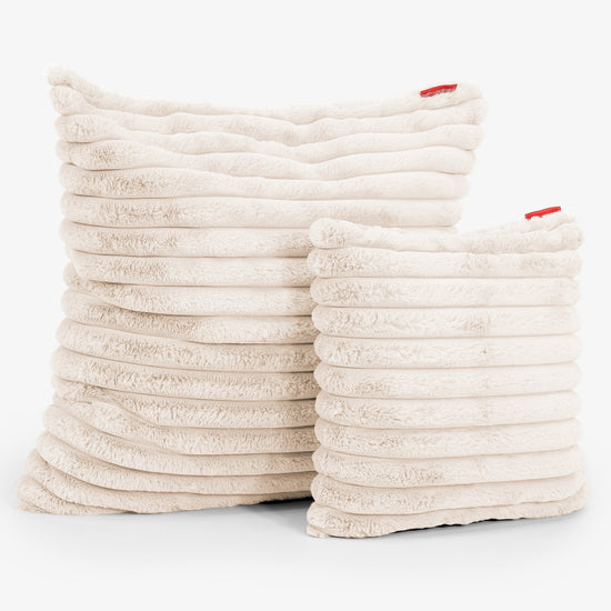 Extra veľký dekoračný poťah na vankúš 70 x 70 cm - Ultra plyšový kord Smotanová 02