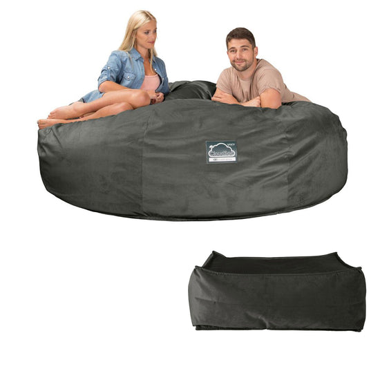 Extra veľká pohovka sedací vak z pamäťovej peny CloudSac 3000 XXL - Zamat Grafitová šedá 07