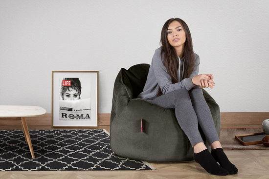 Útulná stolička sedací vak - Zamat Grafitová šedá 02